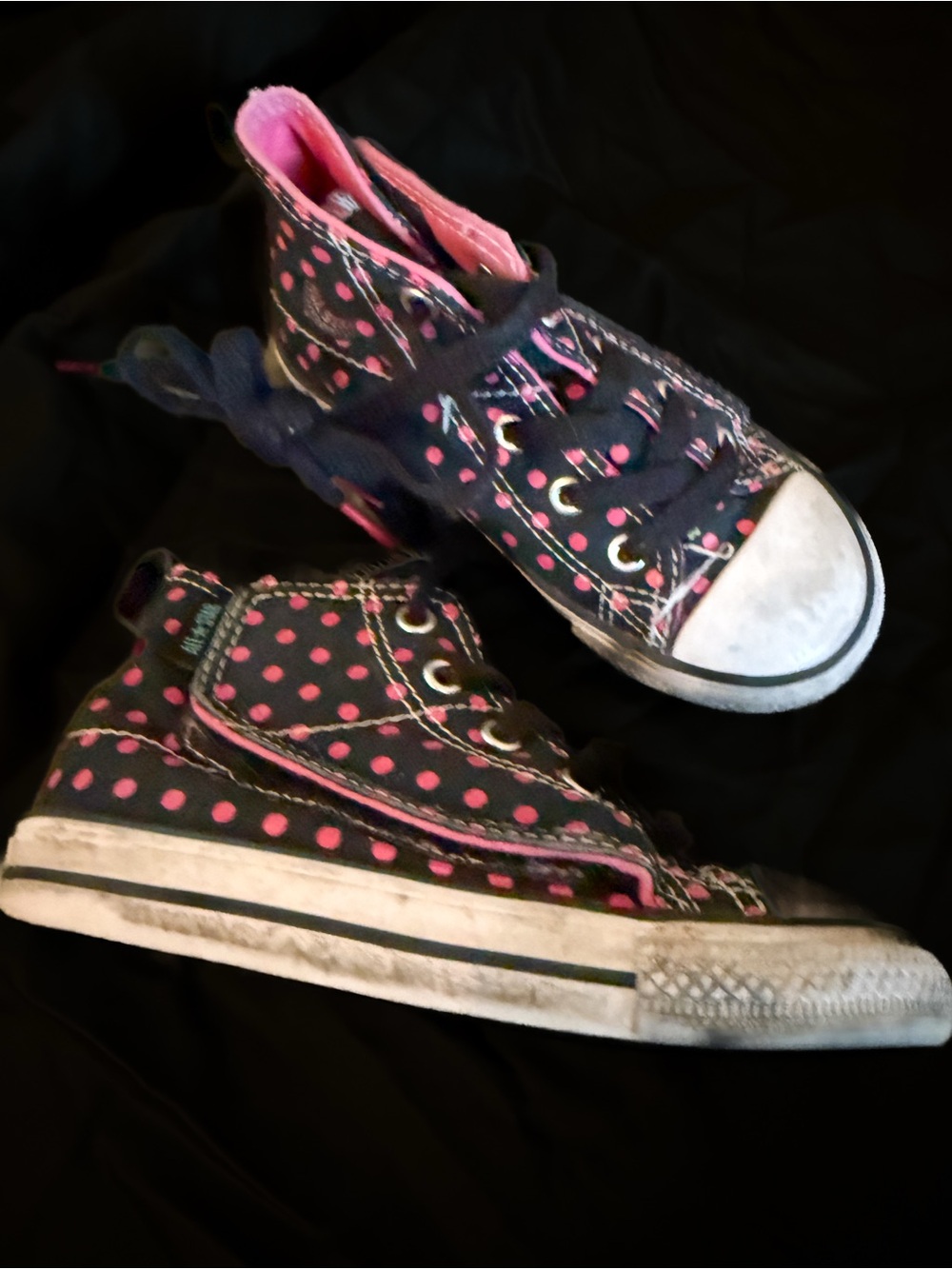 Converse High-Top Polka Dot Sneakers - Pink/Black